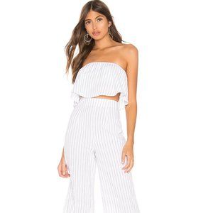 Superdown Brooke Pant Set in White Stripe